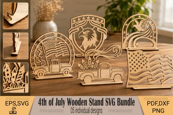 4th of July Stand SVG Bundle for Laser Cutting Stands