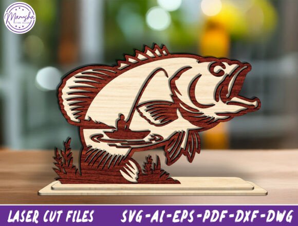 Bass Fish Layered Sign Laser Cut File for Home Decor