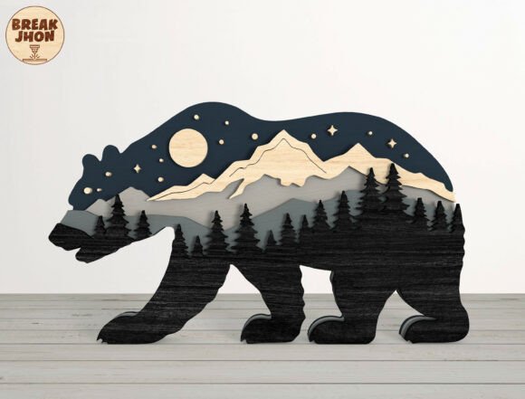 Bear Layered Shadow Box Laser Cut SVG
