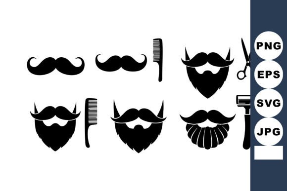 Beard and Mustache Grooming Icons with S Graphics