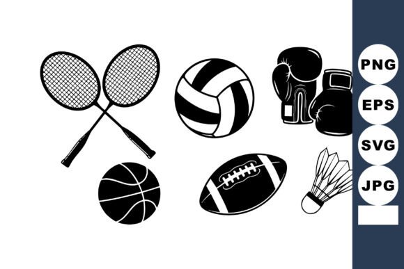 Black White Sports Equipment Vectors for Graphics and Crafts