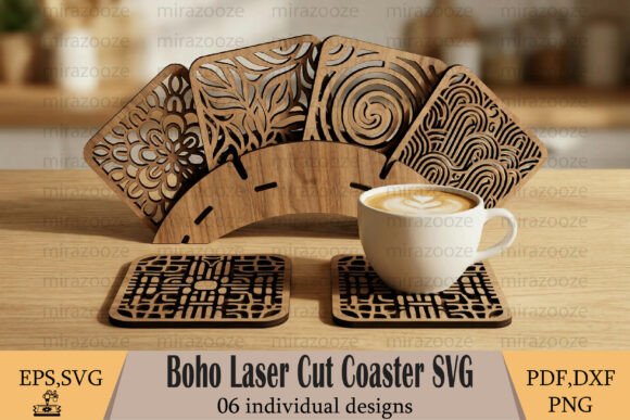 Boho Laser Cut Coaster Bundle for Stands & Digital Design