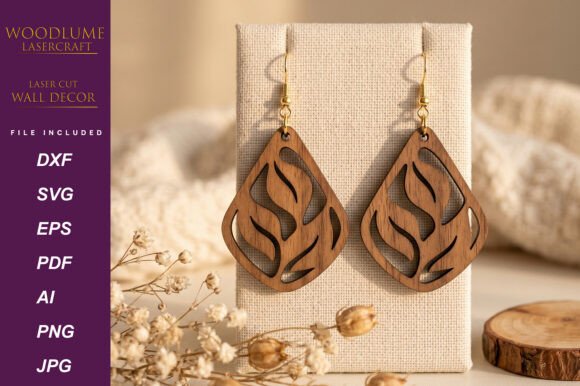 Boho Wooden Earrings Laser Cut SVG
