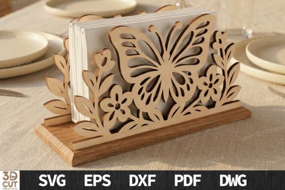 Butterfly Napkin Holder SVG for Laser Cutting & Home Decor