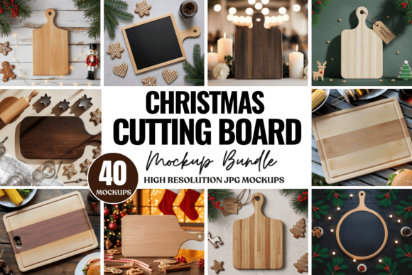 Christmas Cutting Board Mockup Bundle: Premium Graphics for Product Mockups