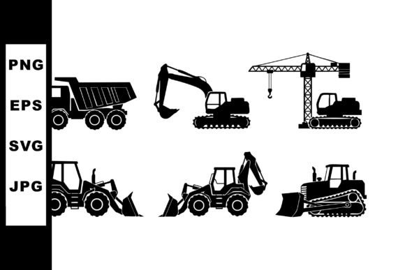 Construction Machinery Silhouettes Inclu: Essential Graphics and Illustrations