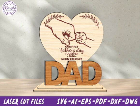 Dad Fist Bump Heart Laser Cut File Svg for Father S Day