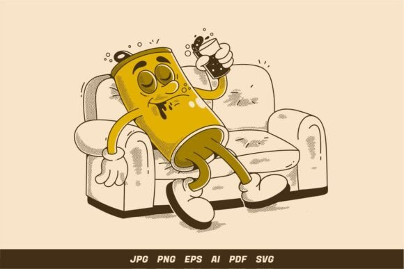 Drunk Soda Can Character Illustration: A Smart Graphics Pick for Sellers