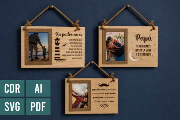 Fathers Day SVG - Spanish Photo Frames for Laser Cutting