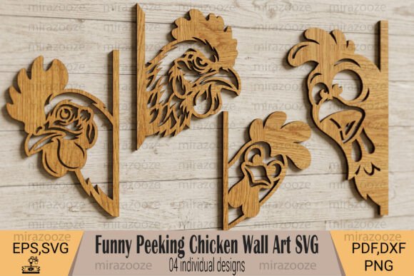 Funny Peeking Chicken Wall Art SVG for Laser Cutting & Wall Decor