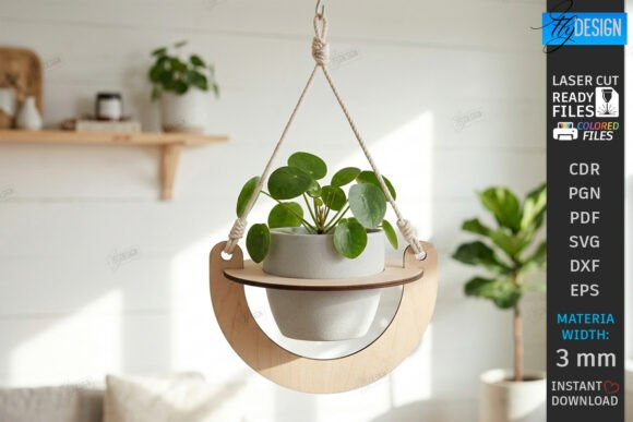Hanging Plant Pot Holder Laser Cut CNC: A Modern Design Asset for Home Decor Content