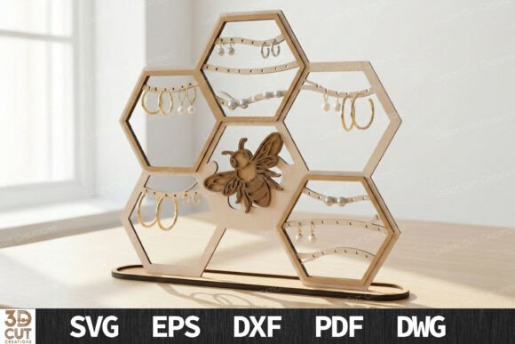 Honeycomb Jewelry Display SVG for Laser Cutting & Crafts