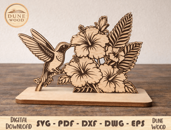 Hummingbird Floral Laser Cut File for Stands & Crafts