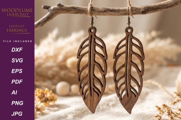 Laser Cut Feather Earring SVG for Laser Cutting and Earrings