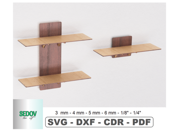 Laser Cut Floating Shelf, Photo Display for Modern Wall Decor