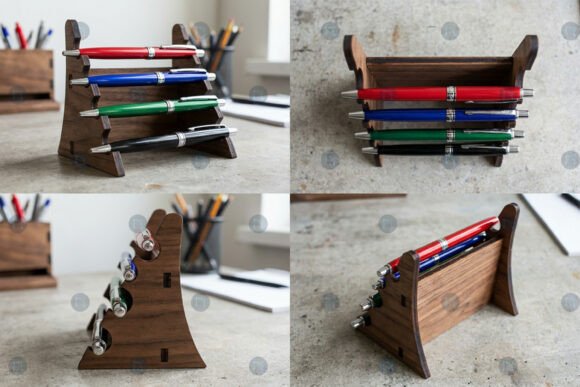 Laser Cut Pen Display Stand SVG Template for Organizers