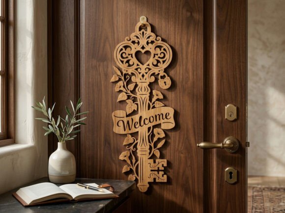 Laser Cut Vintage Skeleton Key Sign