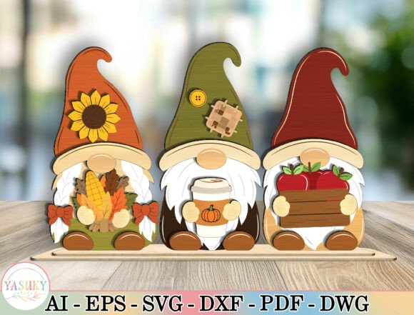 Layered Autumn Gnome Decor Cut File SVG for Laser Cutting