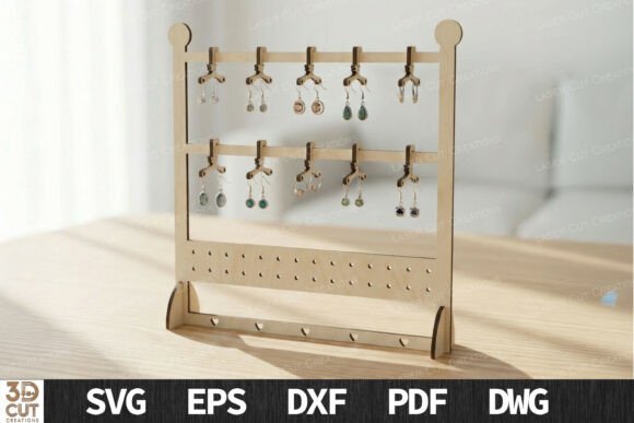 Modern Earring Display Stand SVG for Laser Cutting Home Decor