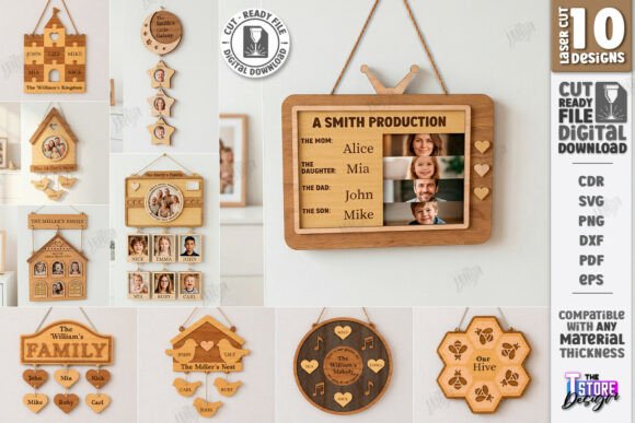 Personalized Family Signs Laser Cut Set