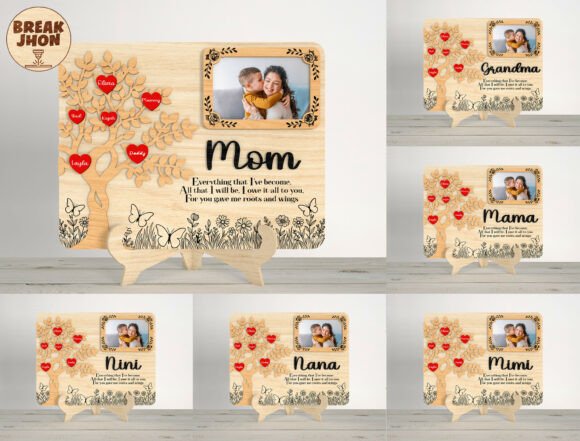Personalized Family Tree Photo Frame SVG: Laser Cutting and Mother S Day Branding