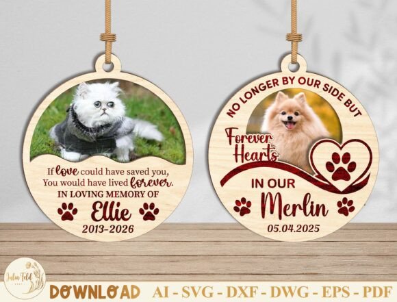 Pet Memorial Ornament Laser Cut File SVG