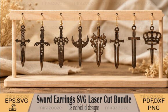 Sword Earrings SVG Laser Cut Bundle for Bold Jewelry