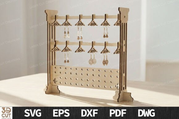 Vintage Earring Display Stand SVG for Laser Cutting Home Decor